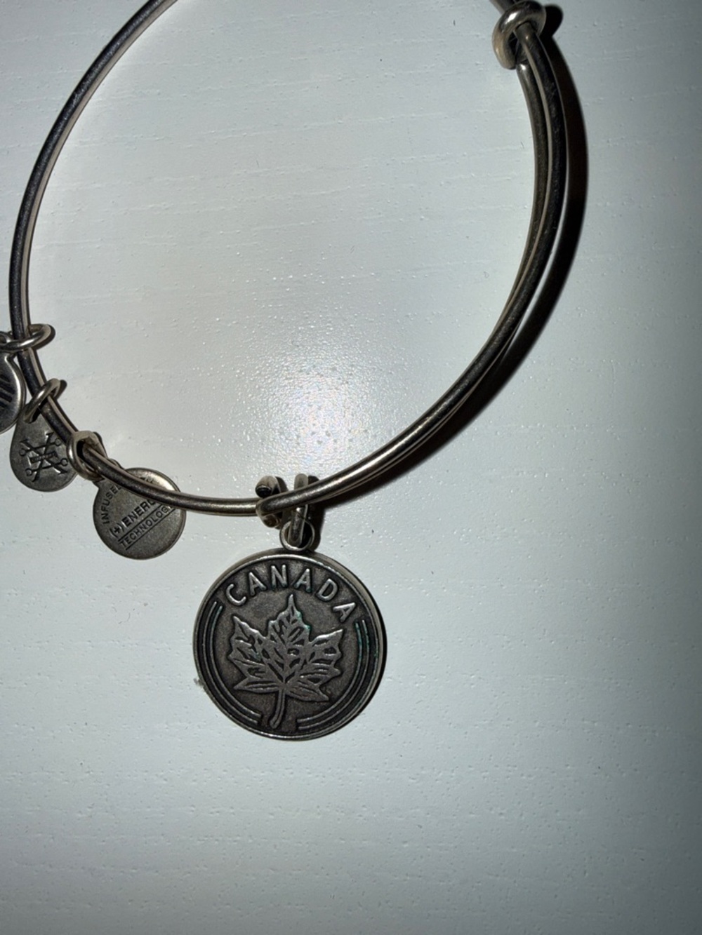 Alex and Ani Bangle Bracelet with Pink Crystal Charm - Picture 2 of 5